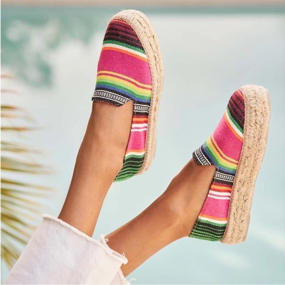 Striped Pink Multicolor Espadrille Slip-On - Picture 2 of 16